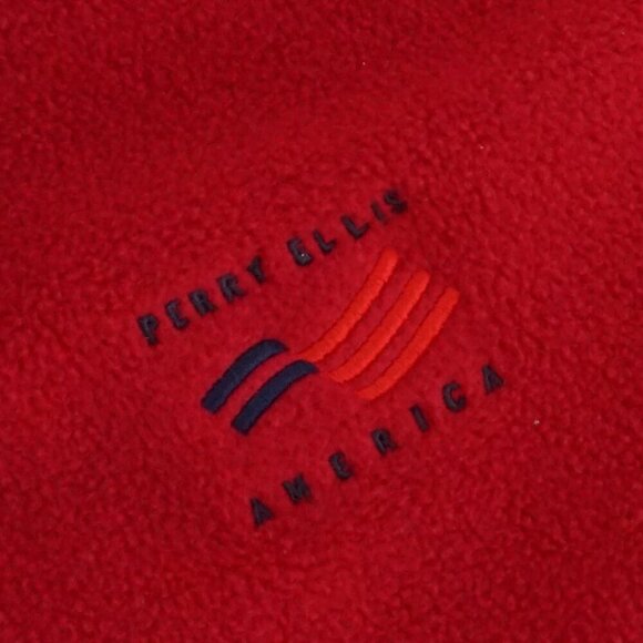 Vintage Perry Ellis America Red Quarter Zip Outdoor Fleece Pullover Sweater L - Picture 8 of 9